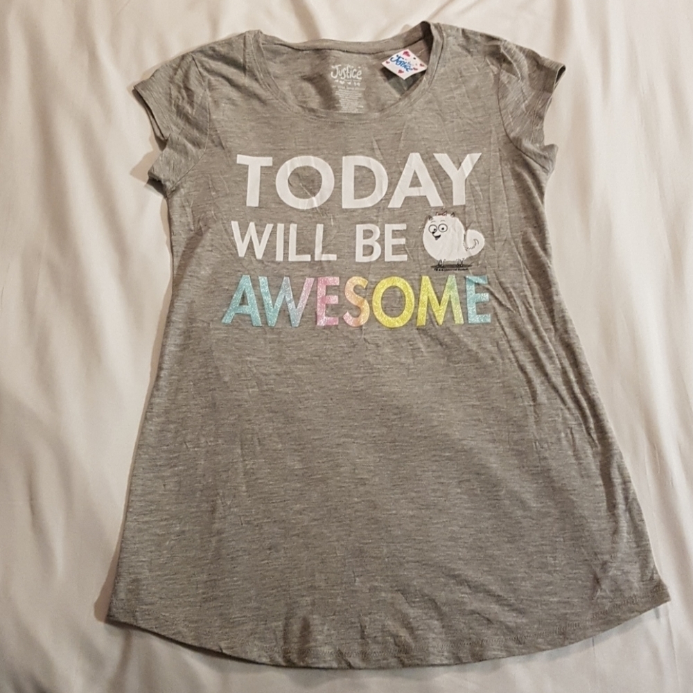 Justice girls size 14 gray shirt NWT